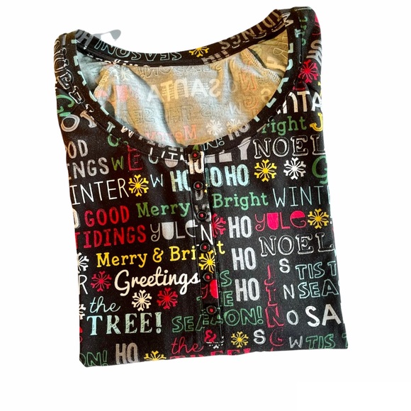 Sleep Sense Women’s Holiday Word-Print Jersey Sleep Top Size M - Picture 4 of 14